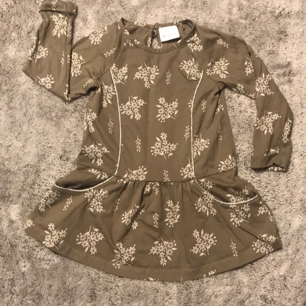 Hanna Andersson Long Sleeve Green White Dress